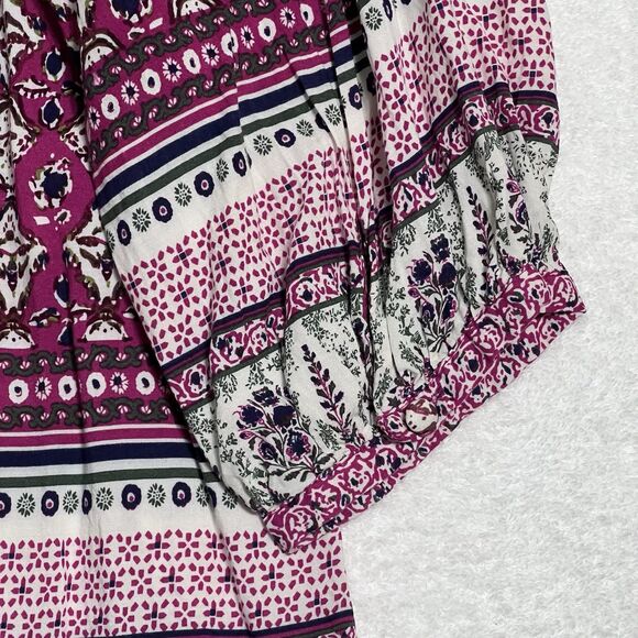 Rose & Rhyme Shirt Womens 1X Peasant Floral Pink - Picture 15 of 16